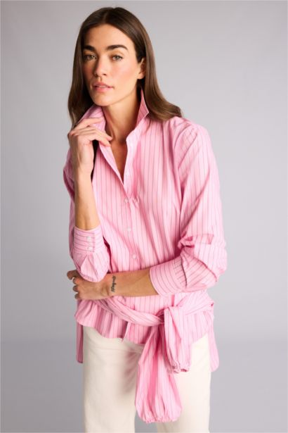 قميص كم طويل بوبلين اوفر سايز