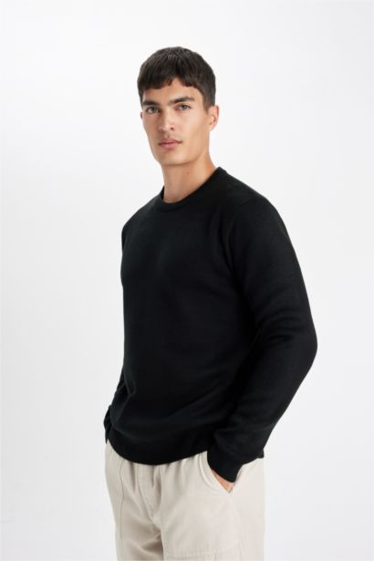 Standard Fit Crew Neck Basic Knitted Pullover