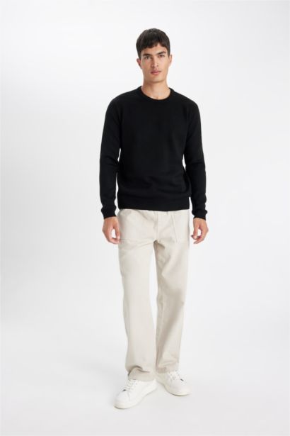 Standard Fit Crew Neck Basic Knitted Pullover