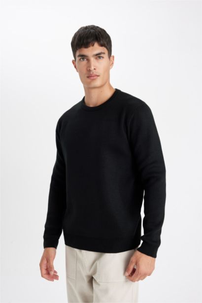 Standard Fit Crew Neck Basic Knitted Pullover