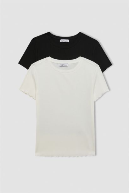 2 Piece Slim Fit Crew Neck Camisole Short Sleeve T-Shirt