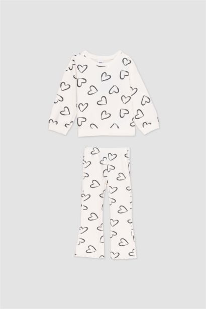 Baby Girl Heart Patterned 2 Piece Set