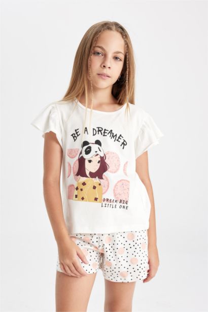 Girl Printed Short Sleeve 2 Piece Pajama Set