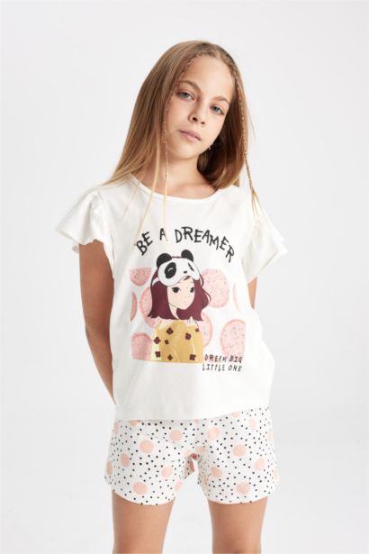 Girl Printed Short Sleeve 2 Piece Pajama Set