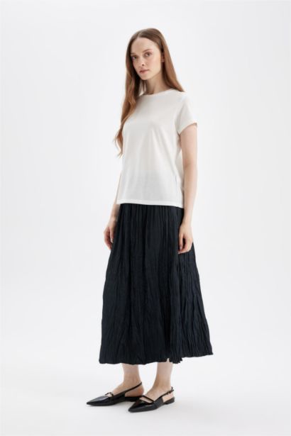 A Cut Satin Maxi Skirt