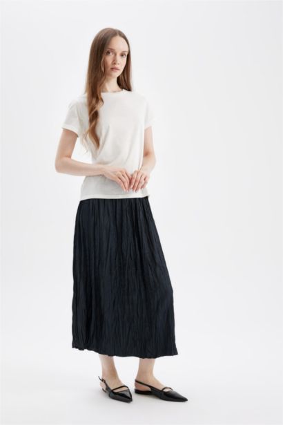 A Cut Satin Maxi Skirt