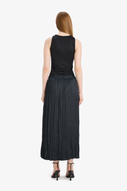 A Cut Satin Maxi Skirt