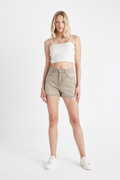 Mom Fit High Waist Denim Shorts