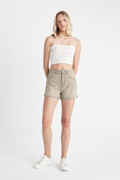 Mom Fit High Waist Denim Shorts