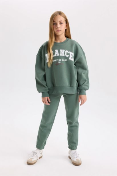 سيت بناتي سويت شيرت وبنطلون بجامة رياضي - قطعتين