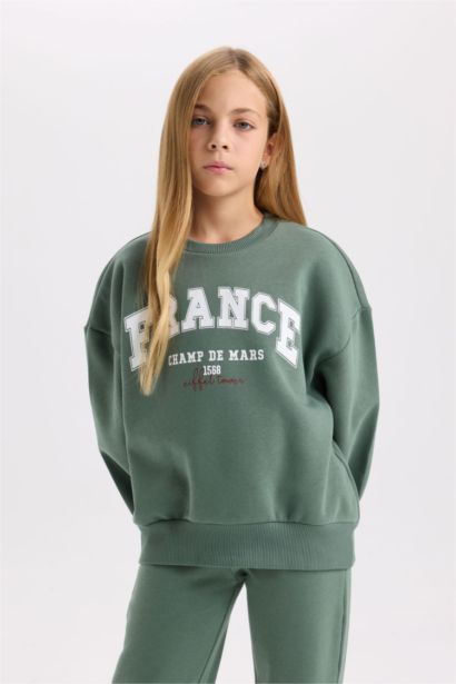 سيت بناتي سويت شيرت وبنطلون بجامة رياضي - قطعتين