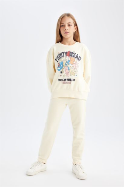 Ensemble de Sweatshirt épais imprimé à col rond et Jogging à taille élastique pour Fille