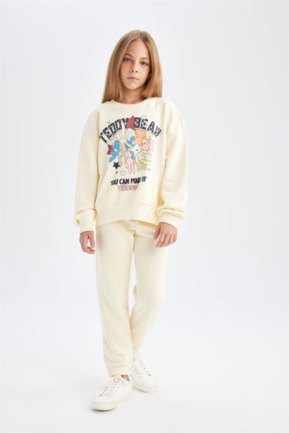 Ensemble de Sweatshirt épais imprimé à col rond et Jogging à taille élastique pour Fille