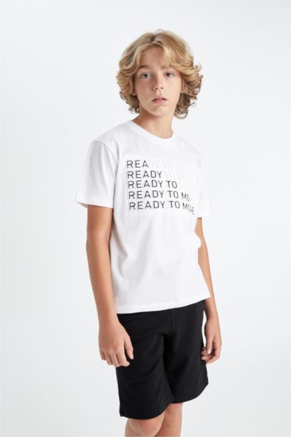 تي شيرت اولادي نص ردن مطبوع قصة عادية بياخة مستديرة