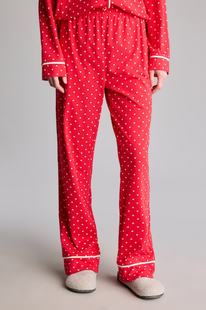 Puantiyeli Uzun Kollu Üst Uzun Alt Pijama Takımı