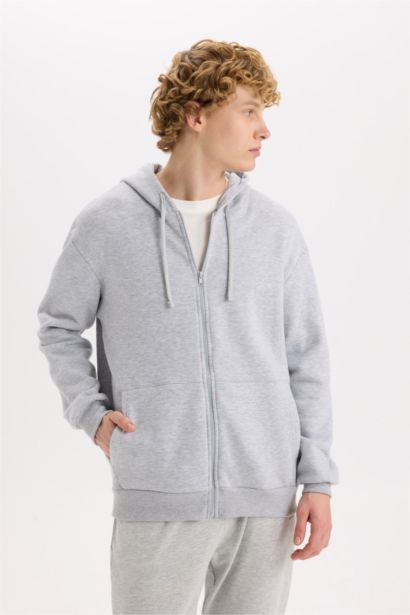Comfort Fit Thick Sweatshirt Fabric Cardigan