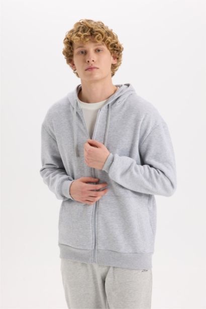 Comfort Fit Hooded Soft Furry Thick Zippered Sweatshirt