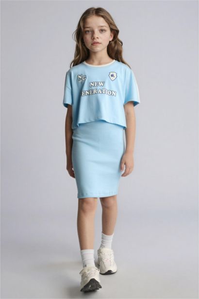 فستان بناتي مضلع - قطعتين