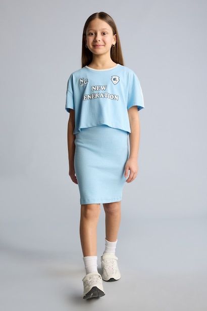 Girl Ribbed Camisole 2 Piece Dress