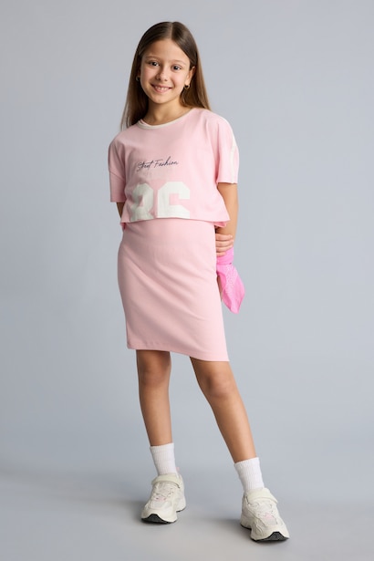 Girl Ribbed Camisole 2 Piece Dress