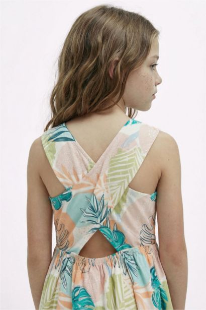 Girl Patterned Sleeveless Cotton Dress