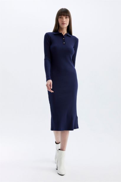 فستان ميدي ردن طويل مضلع بوديكون بياخة بولو