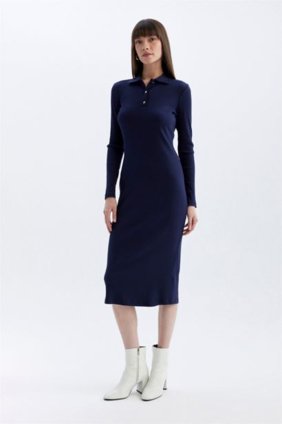 فستان ميدي ردن طويل مضلع بوديكون بياخة بولو