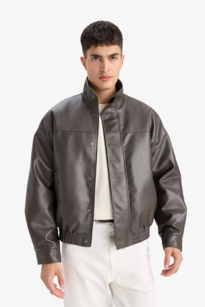 جاكيت جلد صناعي اوفر سايز بياخة عالية مقاوم للماء