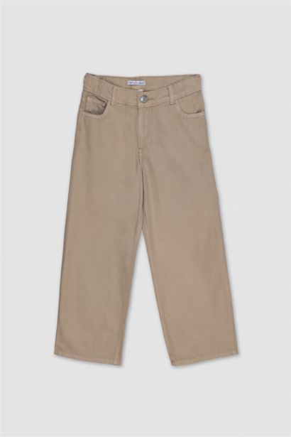 Straıght Fıt Geniş Paça Gabardin Pantolon Kız Çocuk