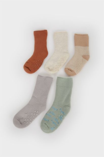 جوارب طويلة ولادي قطن - 5 قطع