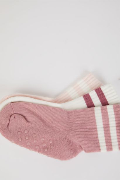 جوارب بناتي طويل قطن - 3 قطع