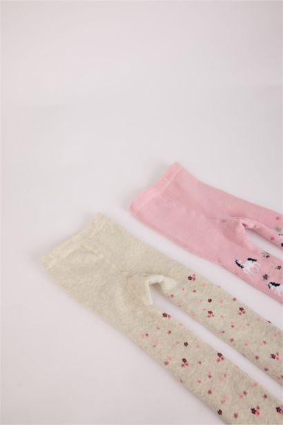 Kız Bebek Dikişsiz 2'li Pamuklu Külotlu Çorap