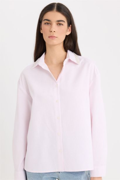 Chemise Oversize en Oxford rayée à manches longues