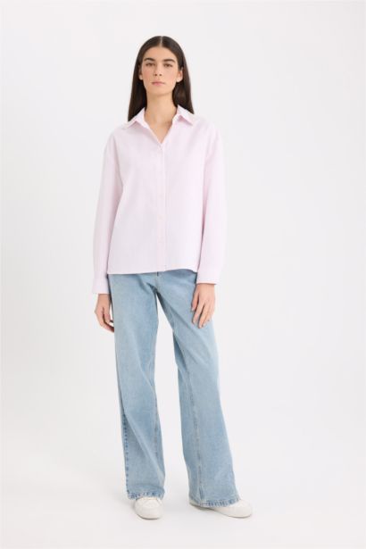 Chemise Oversize en Oxford rayée à manches longues