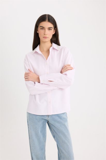 Chemise Oversize en Oxford rayée à manches longues