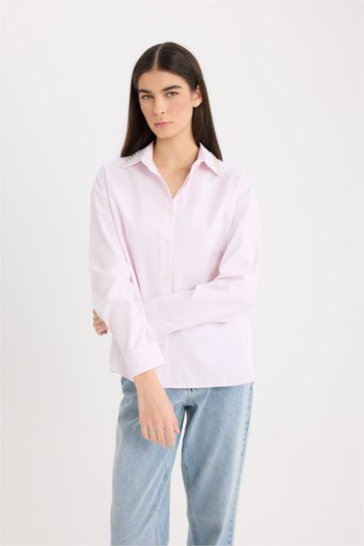 Chemise Oversize en Oxford rayée à manches longues