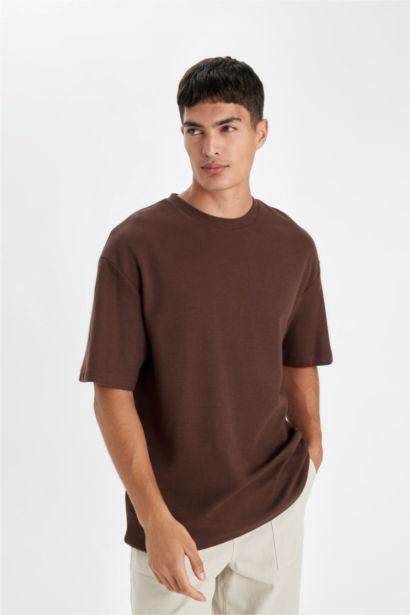 T-shirt en coton à col rond et coupe décontractée