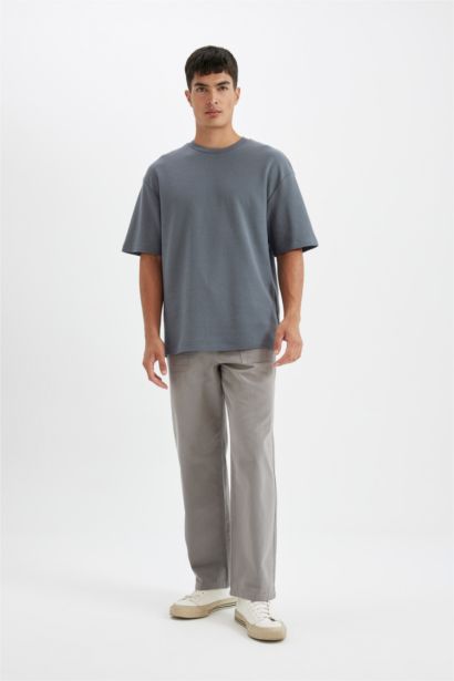 T-shirt en coton à col rond et coupe décontractée