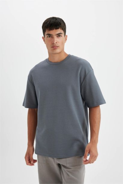 T-shirt en coton à col rond et coupe décontractée