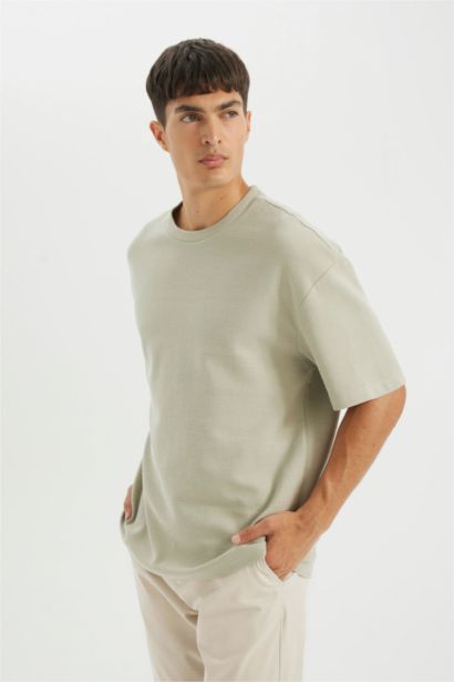 T-shirt en coton à col rond et coupe décontractée