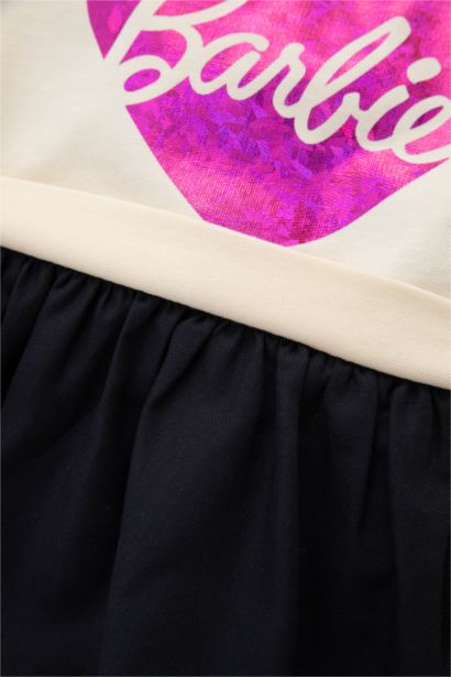 Bisiklet Yaka Barbie Uzun Kollu Sweatshirt Elbise Kız Bebek