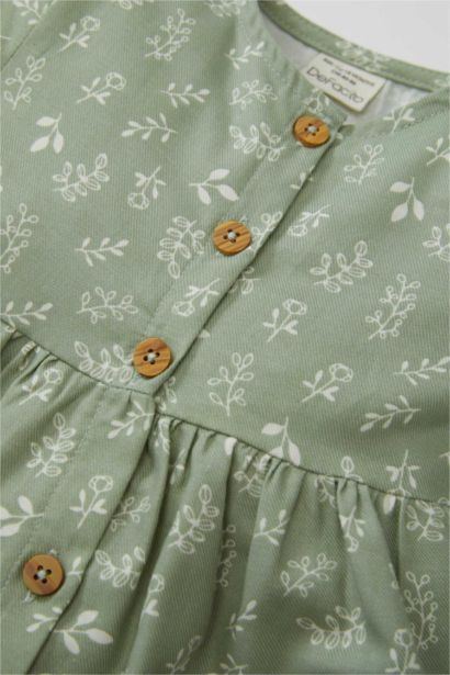 Girl Floral Long Sleeve Twill Dress