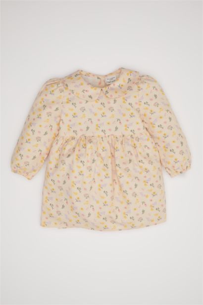 فستان بناتي بنقشة الزهور تويل قصة عادية