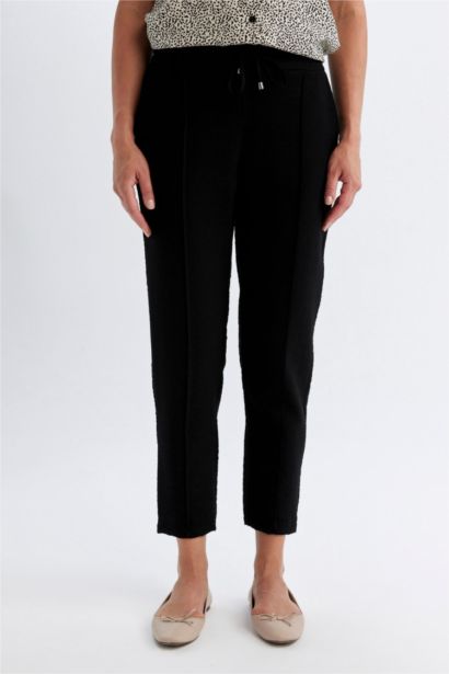 Siyah Jogger Pantolon Lastikli Bel Bağcıklı Basıc Paça