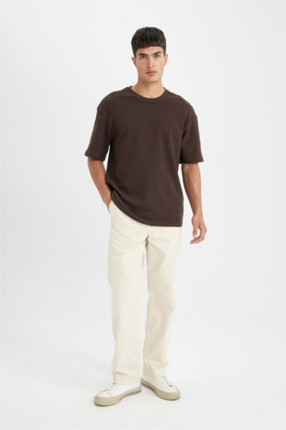 Relax Fit Crew Neck Cotton Short Sleeve Basic T-Shirt