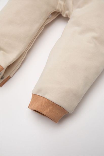 Baby Boy Newborn Buttoned Snap Lion Patterned Jumpsuit