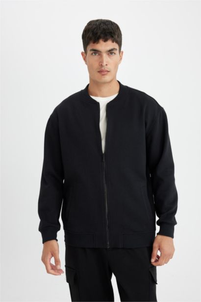Relax Fit College Collar Bomber Jacket
