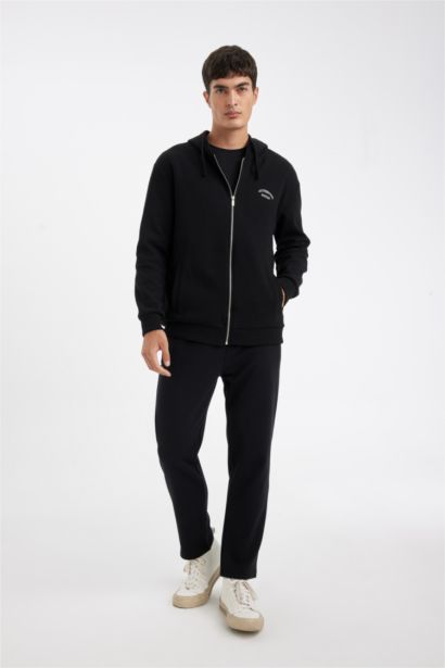 Relax Fit Waffle Zippered Hoodie