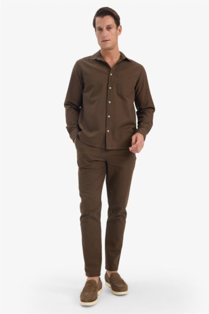 بنطلون جوجر سليم فيت قطن ذو مظهر كتان