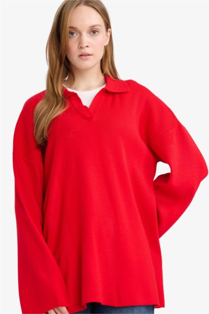 Regular Fit Knitwear Polo Collar Tunic